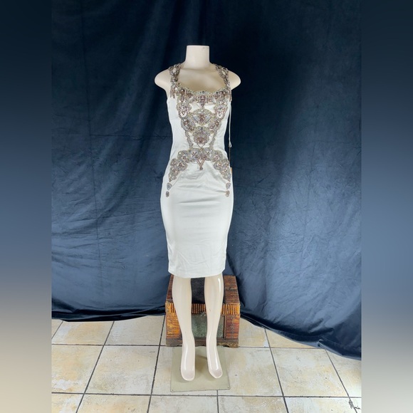 Mandalay Chic White Embellished Mini Dress - Picture 1 of 5